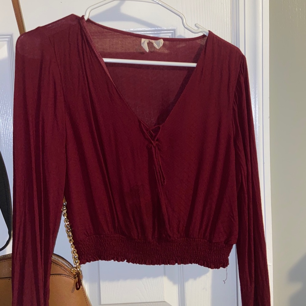 Maroon long sleeve blouse